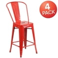 thumbnail image 4 of Commercial Grade 4 Pack 24" High Red Metal Indoor-Outdoor Counter Height Stool with Back, 4 of 9