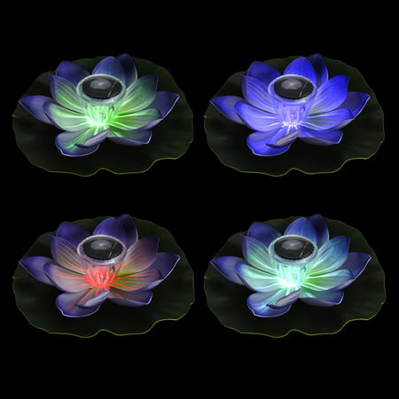 0.1W Solar Powered Multi-colored LED Lotus Flower Lamp RGB Water Resistant Outdoor Floating Pond Night Light Auto On / Off for Garden Pool Party Ideal Gift
