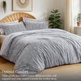 thumbnail image 3 of Cozy Comfort 3 Pieces Grey King Size Comforter Sets, Cute Flowers Botanical Lightweight Soft Bedding Set with 2 Pillow Shams, 3 of 8