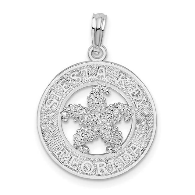Quality Gold QC9914 Sterling Silver Textured Siesta Key FL Starfish Pendant