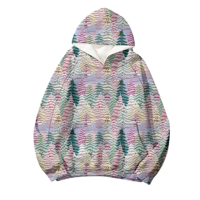 WEAIXIMIUNG Robe Sweat à Manches Courtes Mode Décontractée Imprimé de Noël à Capuche Manches Longues Top2