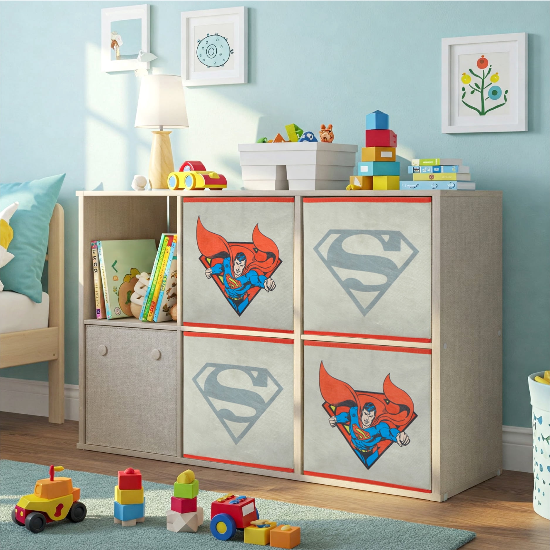 Superman Kids' 4-Pack Toy Storage Cubes, 10" x 10""