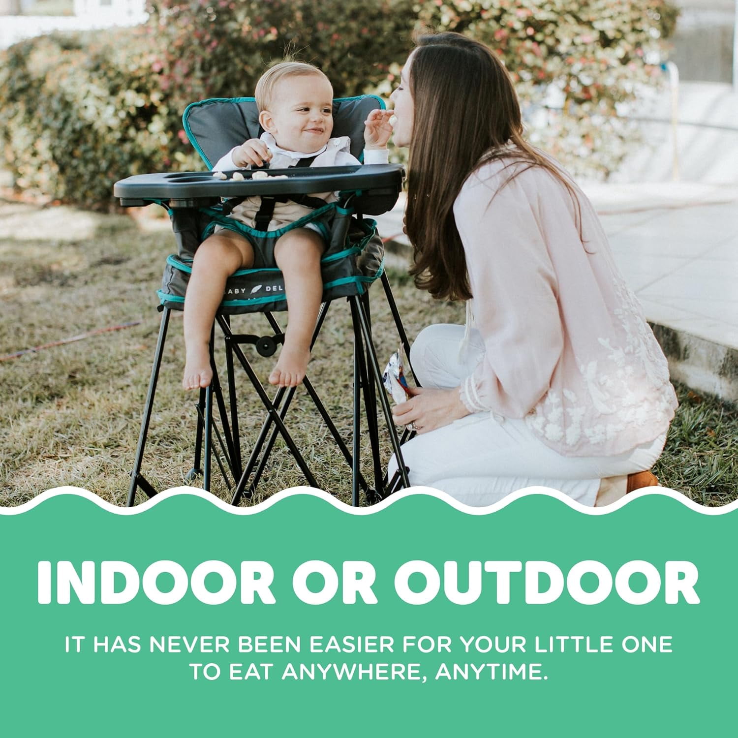 Go With Me Uplift Deluxe Portable High Infant Chair, Teal & Grey