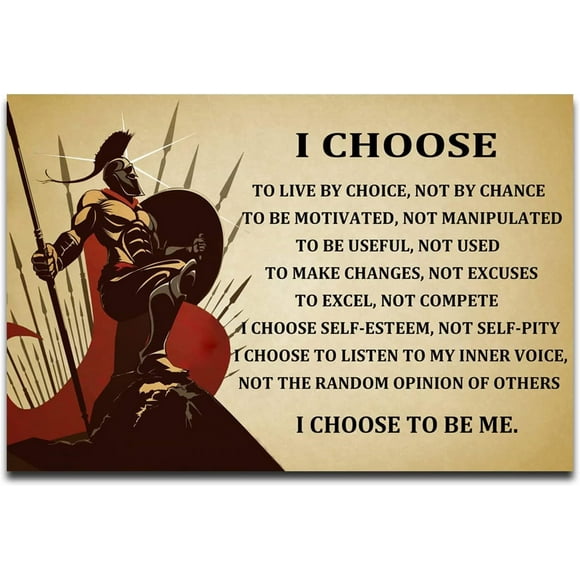 ASPORIC I Choose To Live By Choice Vintage Inspirational Posters Canvas Quotes Wall Art Prints Picture Modern Giclee Painting Decoration Samurai Artwork Unframed 12x18 Inch