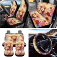 thumbnail image 2 of Uorisanigo Auto Accessories Set 15 PCS Includes Dahlia Highland Cow Pattern Front & Rear Seat Covers Car Wheel Cover Protector Seat Belt Pads Coaster Trash Can Air Vent Bag Rearview Cover Key Chains, 2 of 7