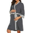 thumbnail image 6 of Kaemgyyd Women's Lightweight Robe V Neck Oversized Loose Bathrobe Soft Comfy 3/4 Sleeve Loungewear Color Block Sleep Dress, 6 of 6
