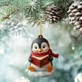 thumbnail image 6 of Cute Reading Animal Ornament, 3.1-Inch 2D Acrylic Flat Pendant for Christmas Tree Backpack and Car Interior Decorative Charm, 6 of 7