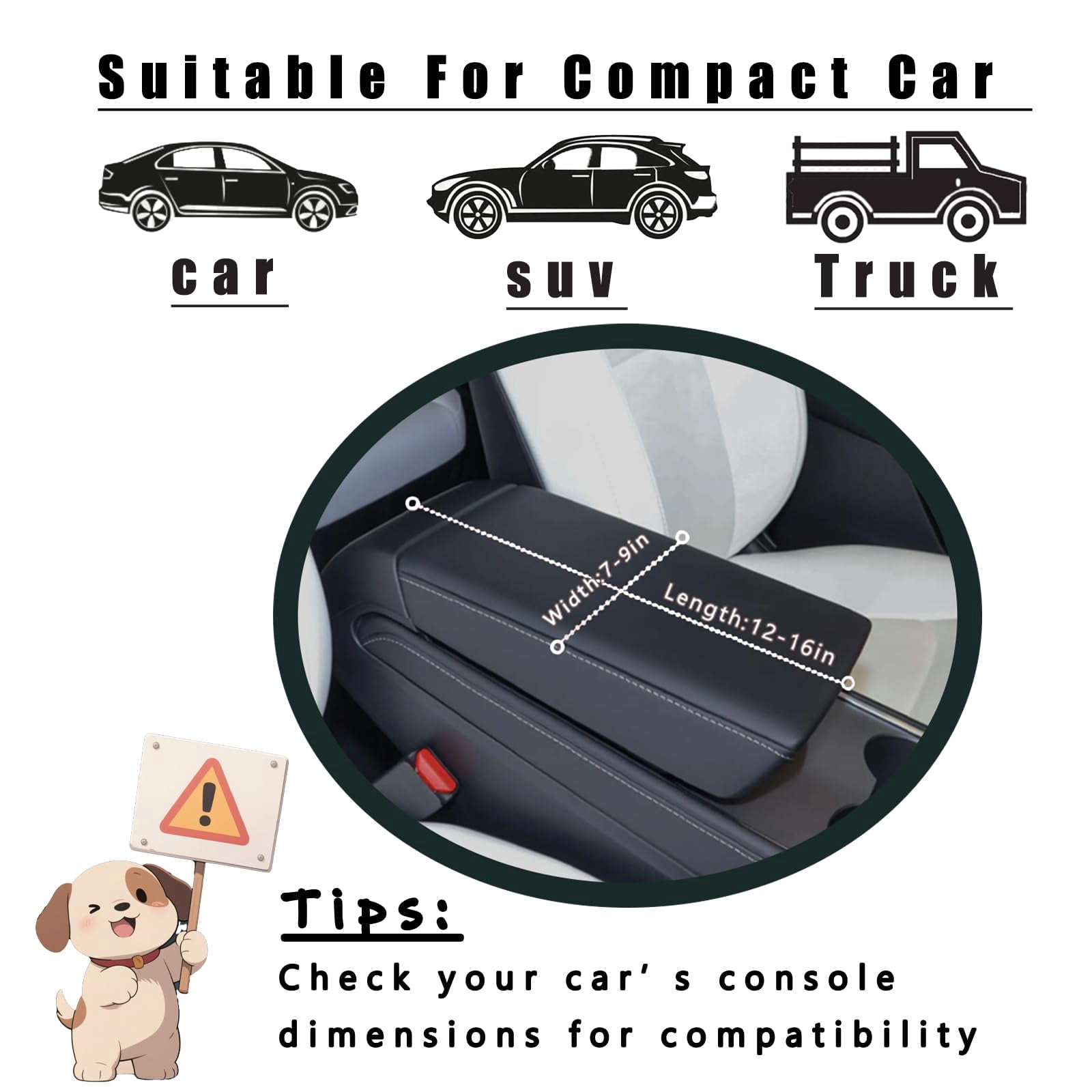 Center Console Dog Car Seat For Small Dogs Chihuahua Or Yorkie Anti-collapse Booster Armrest Pet Bed | Secure Portable Compact Cars (black  Up To 11 Lbs)