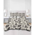 thumbnail image 2 of Quilts Full Size Bedding Set, Black Cat Lightweight Quilted Comforter, Rustic Striped Geometric Abstract Soft Reversible Bedspread Coverlet with Pillow Covers for All Season, 78" x 90", 2 of 7
