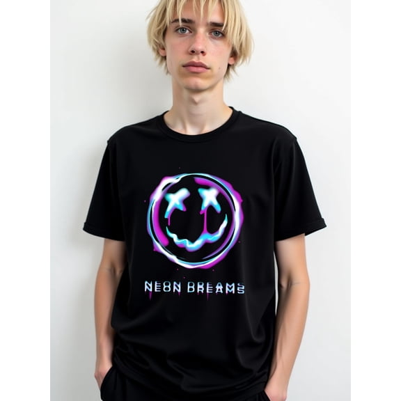 Neon Dreams Graphic Tee men graphic t shirts black short elegantly Everyday and weekend wear Funny Unisex Shirt Graphic tshirts