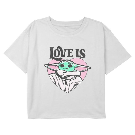 Girl's Star Wars: The Mandalorian Love Is Grogu Graphic Cropped T-Shirt