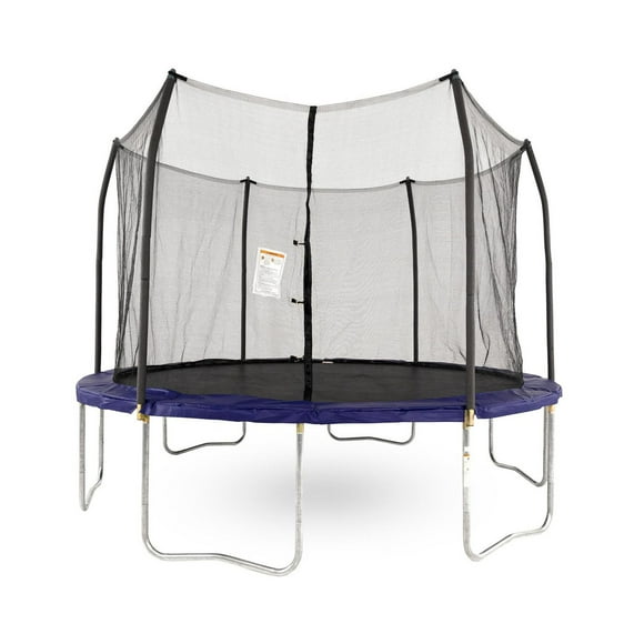 SKYWALKER TRAMPOLINES 12 FT, Round, Blue Outdoor Trampoline for Kids with Safety Enclosure Net and Spring Pad, ASTM Approval, Rust Resistant