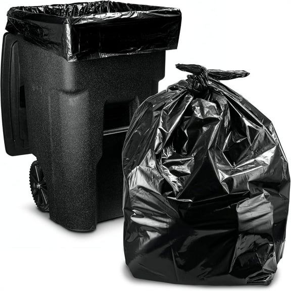 65 Gallon Trash Bags Heavy Duty | 50 Count with Ties | Extra Large 64 Gallon Trash Bags for Toter | Garbage Bag 65 Gallon Trash Can Liners