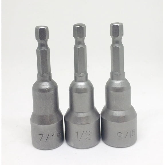 MTP ® Pack of 3 Magneti 7/16" 1/2"9/16" Nut Driver Set Quick Rapid Release Hex Shank For Power Drill Setter