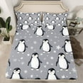 thumbnail image 2 of Manfei Cute Animal Penguin 3pcs Twin Sheet Sets for Boys Girls,Winter Snowflake Twin Fitted Sheet,Happy Xmas Christmas Breathable Flat Sheet,Lightweight Room Decor, 2 of 7