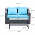 thumbnail image 2 of Superjoe 3 Pcs Outdoor Patio Sofa Sets All Weather PE Rattan Wicker Cushioned Loveseat with Coffee Table,Blue, 2 of 7