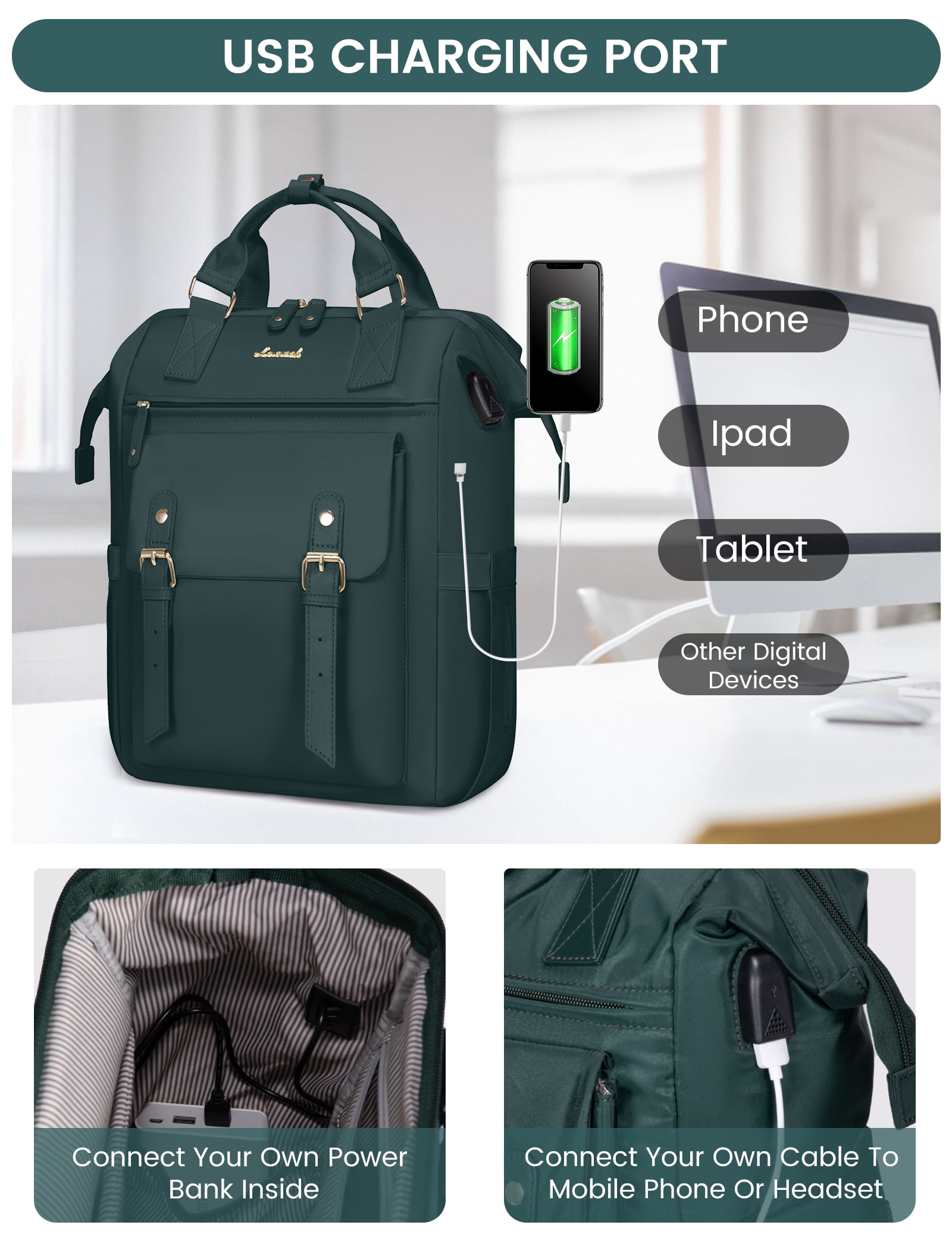 Lovevook Laptop Backpack for Women 15.6",Cute Work Travel Commuter Daypack, College Computer Bookbag Nurse Doctor Teacher Backpack Purses