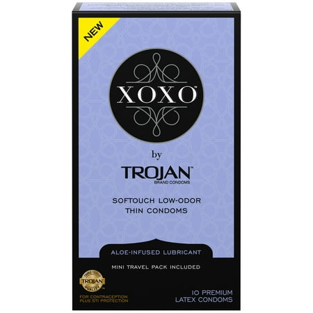 XOXO by TROJAN - Thin Softouch Lubricated Latex Condoms, 10 (Top Ten Best Condoms)
