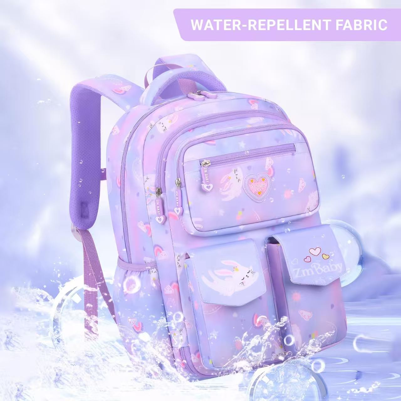 Mochila escolar para niñas, 25L resistente al desgaste, ligera, a prueba de agua, moderna, morada 8