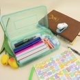 thumbnail image 2 of Green Pencil Box, Crayon Box, Large Capacity Clear Pencil Case, Hard Pencil Case,Aesthetic Plastic Pencil Case,Stackable Storage Box Pencil Case for Boys School Classroom,Mint Green Pencil Case 1 Pack, 2 of 7