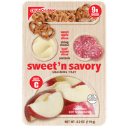 Crunch Pak Sweet & Savory Snacker with Fresh Sweet Sliced Apples, Salami, Pretzels, & Cheese 4.2oz