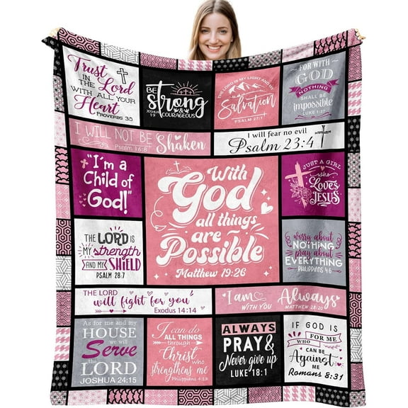 Christian Gifts for Women Blanket, Religious Inspirational Spiritual Gifts for Women, Faith Based Bible Birthday Gifts, Baptism Confirmation Gifts for Girls, Christian Wedding Graduation Gifts