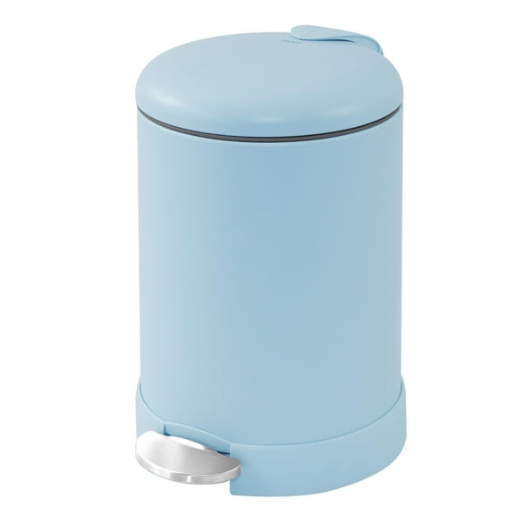 Glad Bathrorom Trash Can, 1.2 Gallon Stainless Steel Small Step Garbage Bin with Lid, Blue