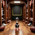 thumbnail image 3 of 7 Inch Desk Goose Outfit Football Helmet With Face Guard And Brown Crochet Jersey For Mini Porch Statue Tabletop Display, 3 of 9