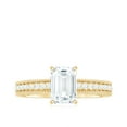 thumbnail image 4 of Rosec Jewels Moissanite Emerald Cut Engagement Ring 2 Ct - 6X8 mm - Solitaire Ring with Beaded Detailing - D-VS1 Grade, 18K Yellow Gold, US 6.00, 4 of 9