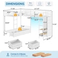 thumbnail image 2 of L-shaped Triple Bunk Bed for 3, Twin Over Twin Size Metal Bunk Beds with 9 Storage Drawers and LED Lights, Metal 3 Bed Bunk Beds with Open Shelves, Pegboard and Ladder, White, 2 of 8