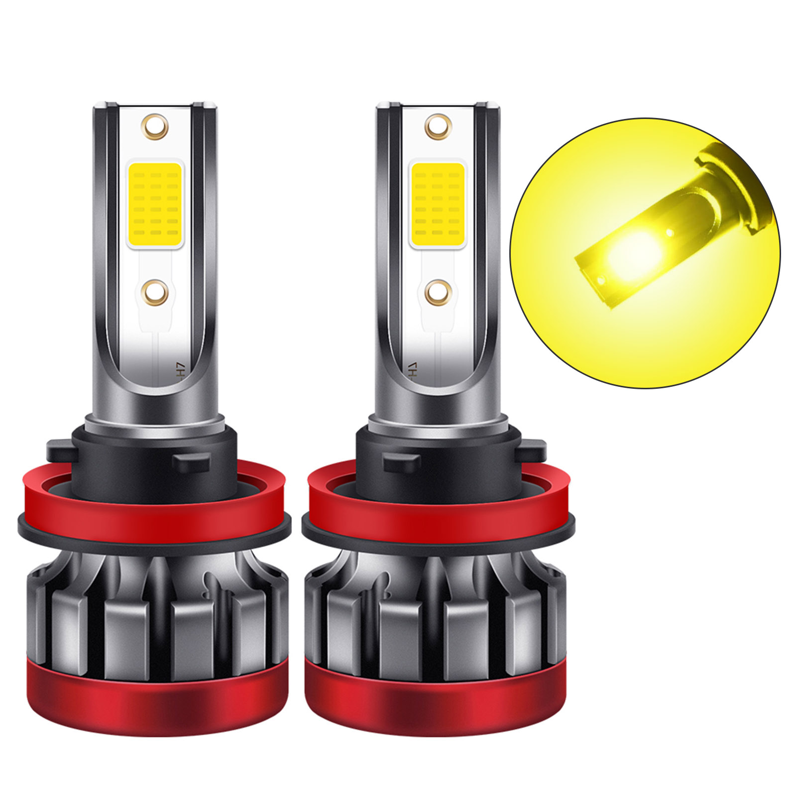 Gecheer 2PCS / LED Fog Light Bulbs 3000K Yellow 3000 Lumens 30W High