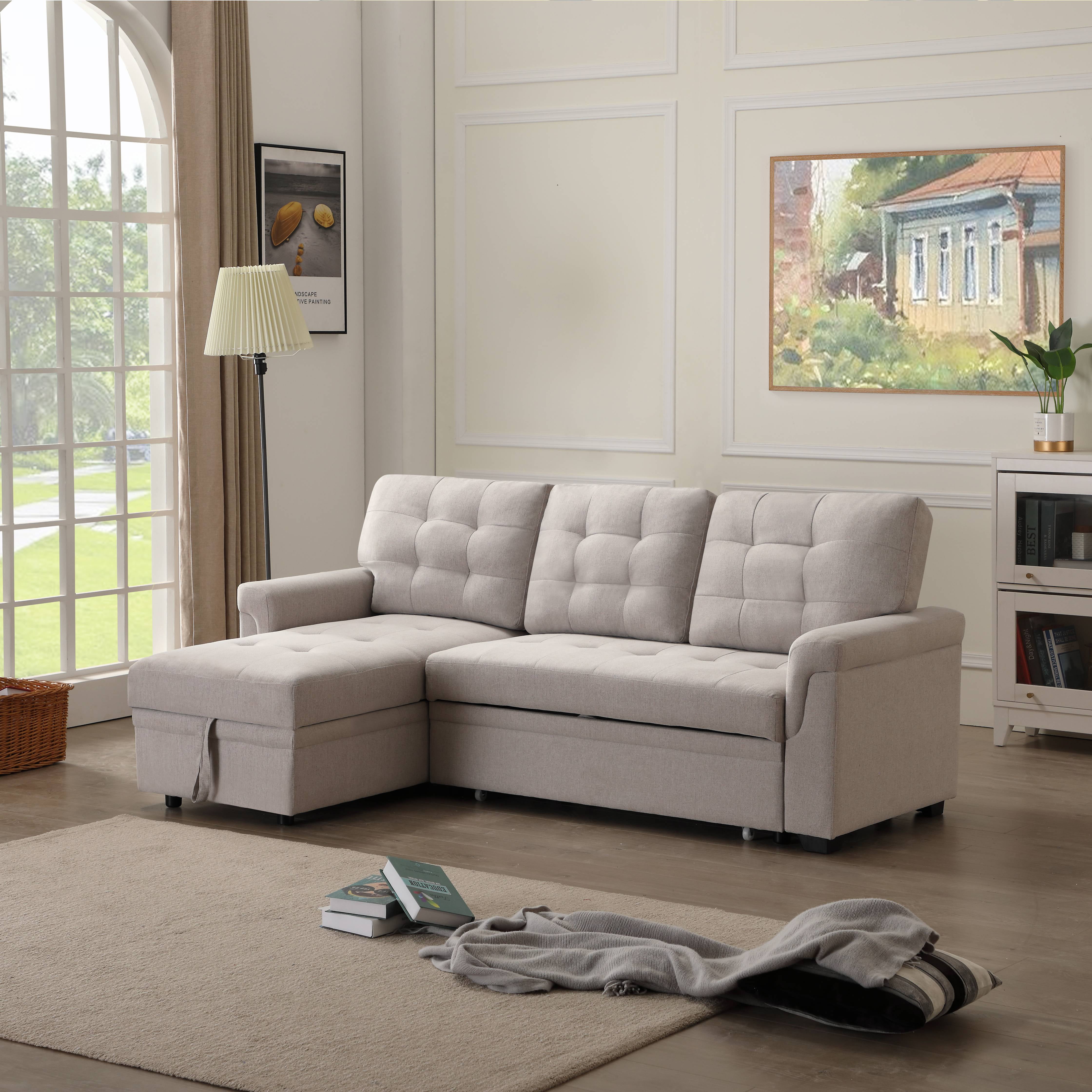 L Shaped Sectional Sofa Bed With, Sectional Sofa With Chaise Storage