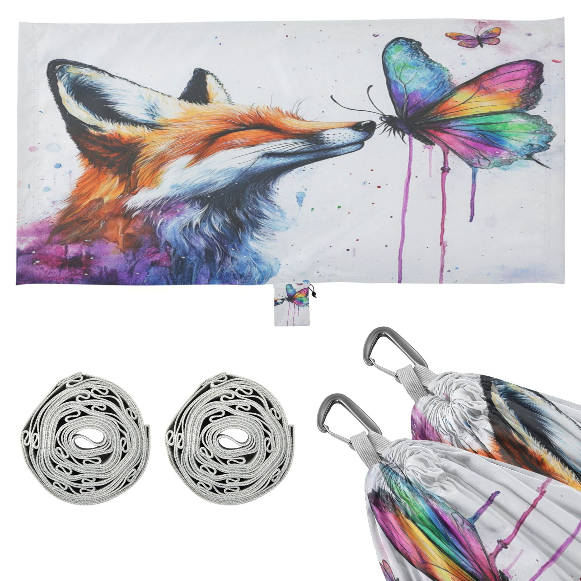 Hammock Camping Hammock Nylon Portable Hammock Travel Camping Hammock Colorful Fox and Butterflies