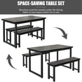 thumbnail image 5 of PAPROOS Dining Table Set for 4, 3-Piece Kitchen Table Set with 2 Benches, Dining Room Table Set with Metal Frame, Breakfast Nook Furniture Set for Home Cafeteria Bar Dining Room, Black, 5 of 8