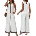thumbnail image 3 of Conjuntos de de 2 Piezas para Mujer, Chaleco Sin Mangas con Botones, Pantalones Anchos y Conjunto de Estar por Casa A Juego. S, 3 of 7