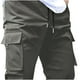 thumbnail image 4 of Pantalones de trabajo para hombre, holgados, de alta elasticidad, con múltiples bolsillos y pierna recta, largos y largos., 4 of 5