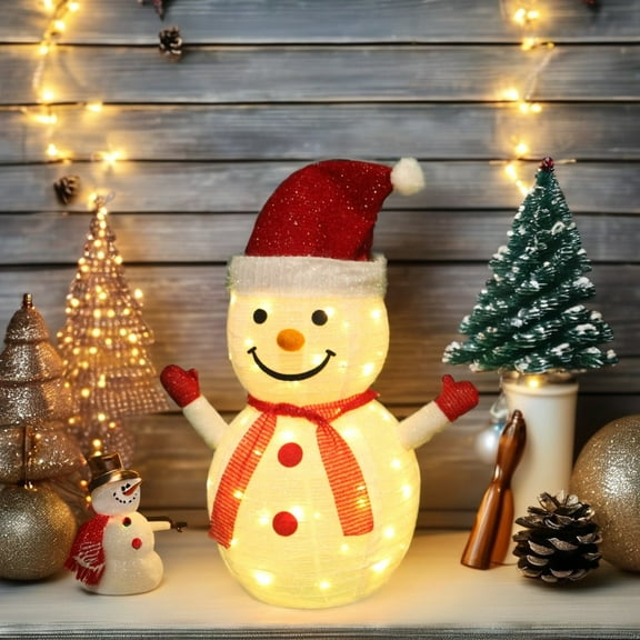 Christmas Standing Lighted Snowman Decoration, Battery Operated Light-Up Christmas Decorations for porches, lawns, Yards, Indoor and Outdoor