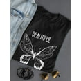 thumbnail image 3 of "Beautiful Like A Butterfly" White Quote And Graphic Women Black T-Shirt, Female XX-Large, 3 of 4