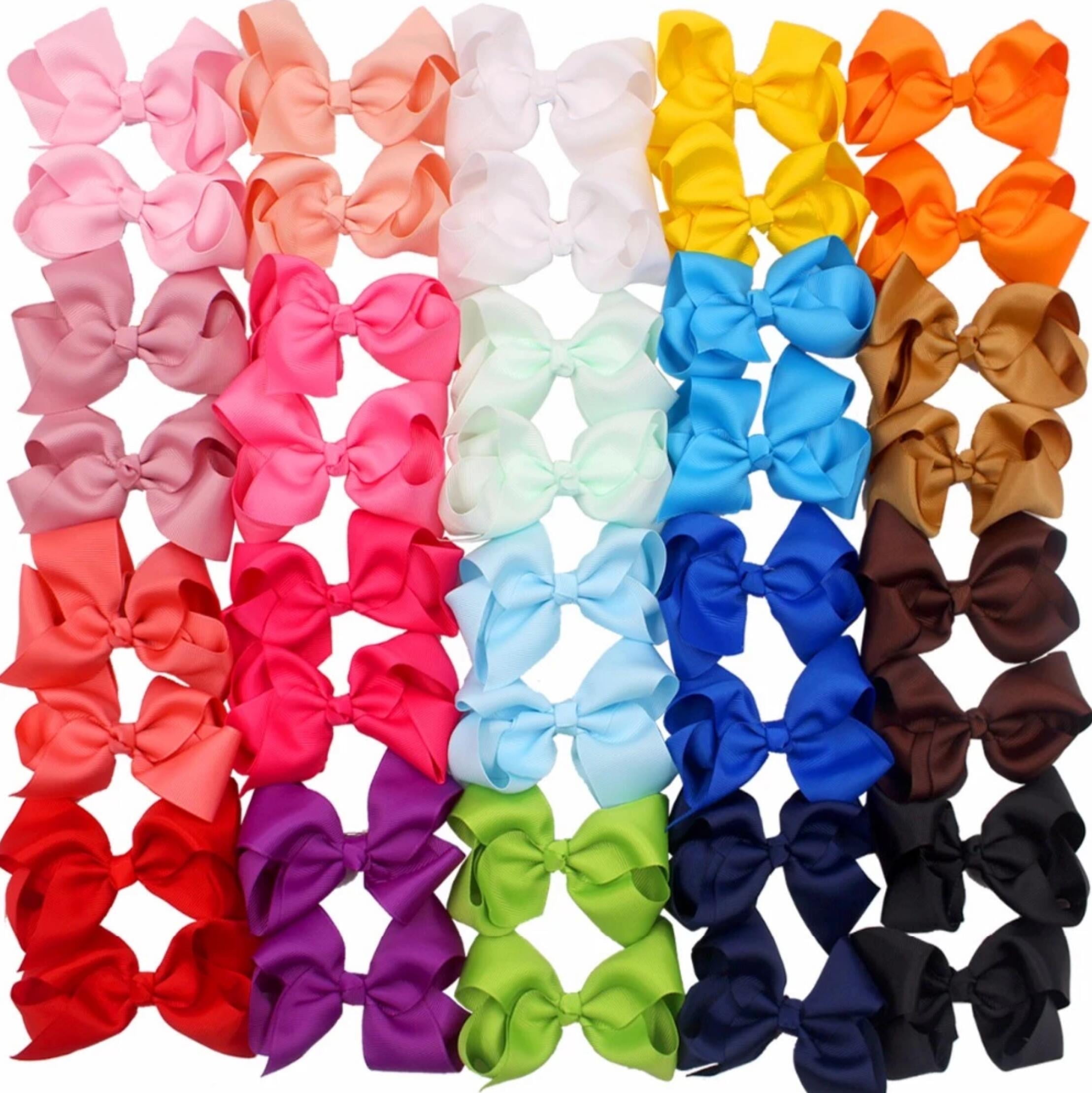 40Pcs 4.5 inch Baby Hair Bows Alligator Clips Grosgrain Ribbon Big Bows Clips For Girls Toddlers Kids Children 20 Colors In Pairs
