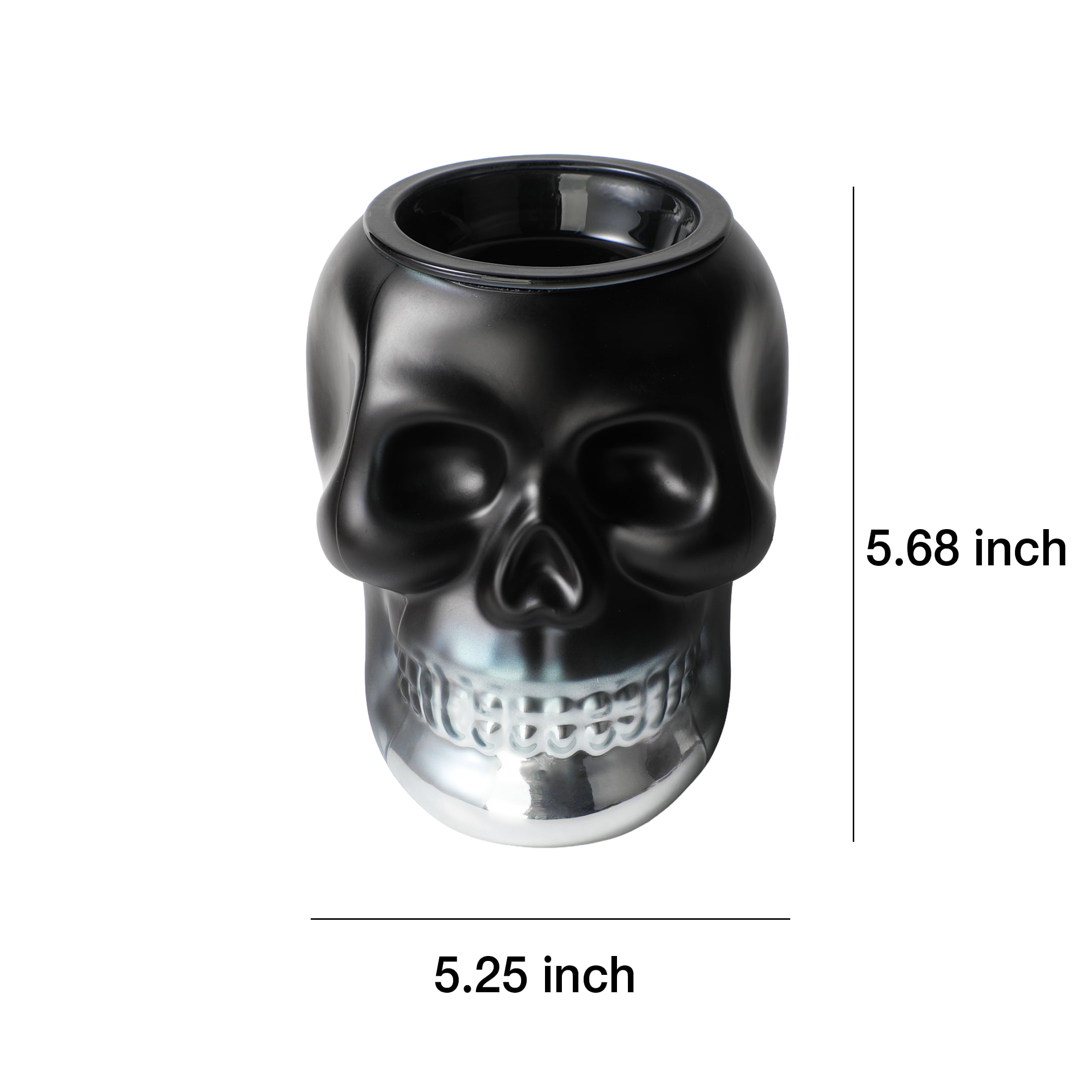 Better Homes & Gardens Halloween Ceramic Electric Plug-in Wax Melt Warmer with Farm Apple Pumpkin Wax Melts, Ombre Skull