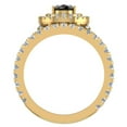 thumbnail image 3 of Pear Cut Black Diamond Double Halo Wedding Ring Set Split Shank 14K Gold 2.40 Carat, 3 of 5