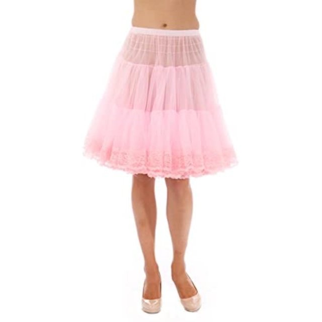 Malco Modes Zooey - Enagua de gasa de lujo para niños, ribete de encaje, cintura y largo ajustables, ideal para levantamiento moderado para Rockabilly 50s, uso diario (pequeño, rosa) Malco Modes 580-PI-SM