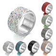 thumbnail image 2 of Anillos de acero de titanio Anillo de articulación femenina Diamante completo Joyería de anillo de 12 mm de ancho, 2 of 3