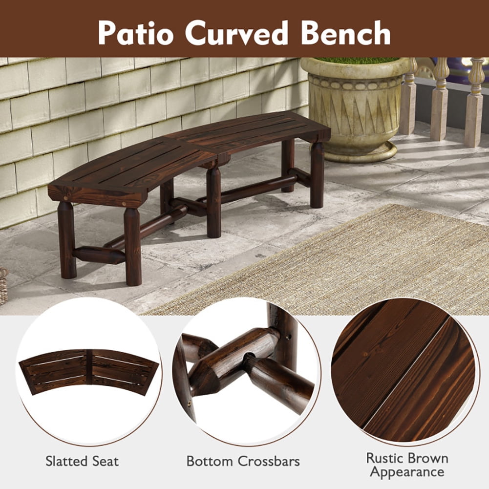 Aimee Lii Patio Curved Bench for Round Table Spacious and Slatted Seat, Outdoor Patio Furniture