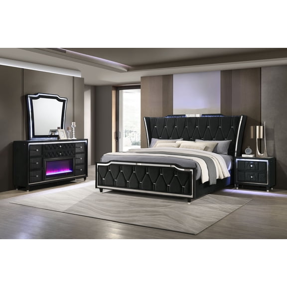 Coaster Lorient 4-Piece Queen Bedroom Set, Black