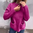 thumbnail image 7 of Stichou Women's Zip Up Knit Cardigan Lightweight Long Sleeve Stand Collar Sweater Outwear Coat with Pockets Hot Pink L, 7 of 7