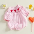 thumbnail image 5 of Coerni First Birthday Outfit Girl Heart Bubble Romper Jumpsuit Bodysuit New Born Waffle Clothes Baby Knitted Embroidered Plaid Onesie, 5 of 8