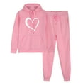 thumbnail image 2 of ibuvkizy Two Piece Sets for Women Fall!Men's and Women's Sports Tracksuits Long Sleeve Pullover Hoodies Sweatshirt Loose Coat and Sweatpants Fall Winter Suit Pink,M, 2 of 6