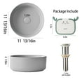 thumbnail image 6 of 12" Matte Grey Basin with Pop Up Drain Round Countertop Vessel Sink for Bathroom, 6 of 11