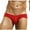 Red, variant on LADIGASU Men Sexy Solid Ice Silk U Raised Pouch Thong Breathable Underwear